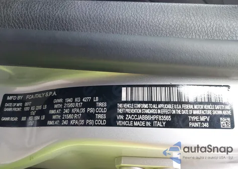 2017 Jeep Renegade Latitude Fwd z USA, uszkodzony, nr VIN ZACCJABB6HPF83565